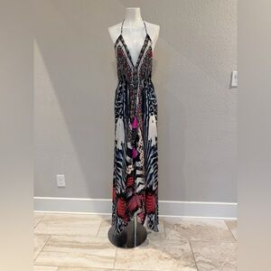 True Colours Red Cobra Printed Maxi Backless Dress